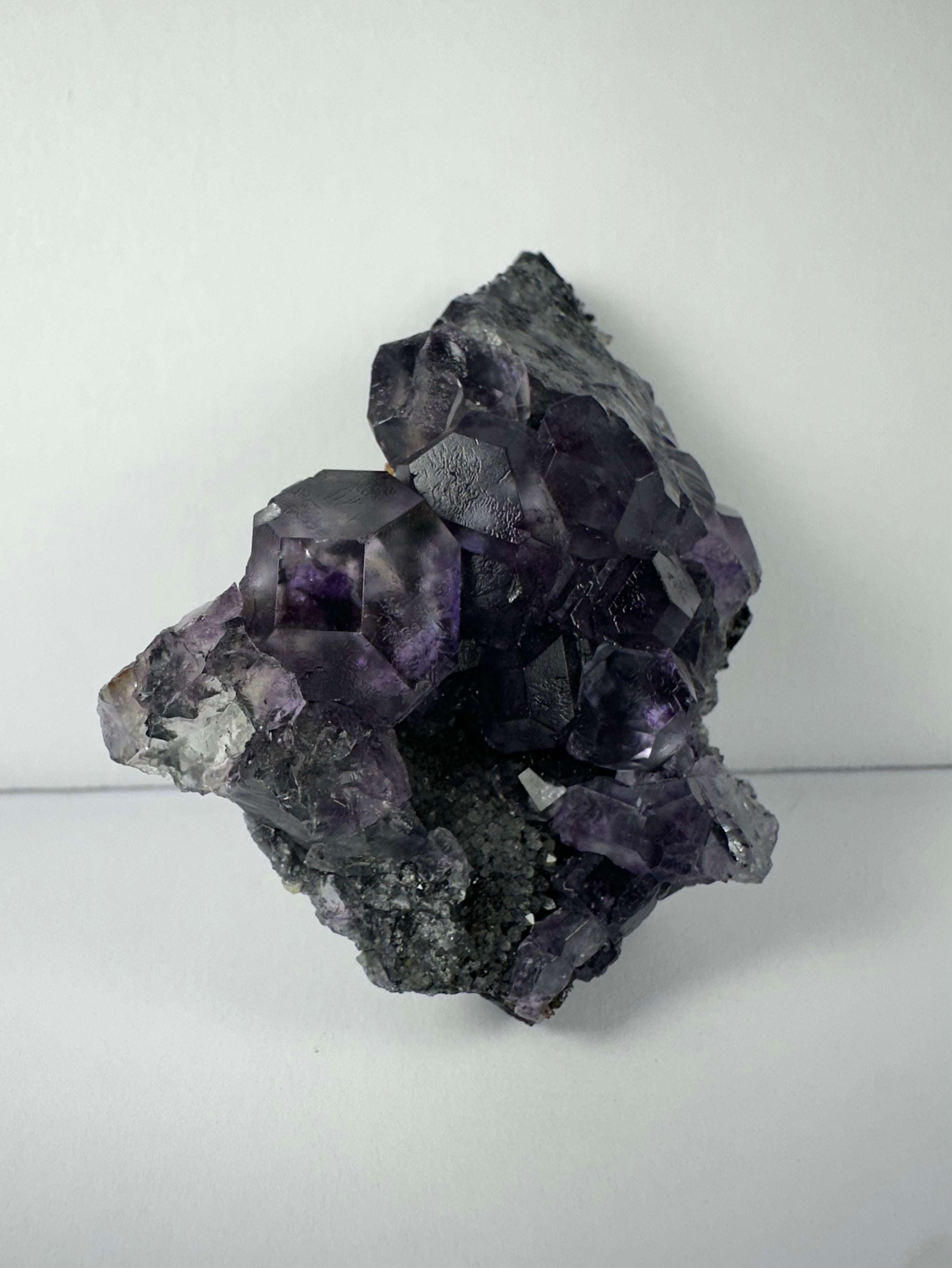 Purple Dodecahedral Fluorite with Calcite on matrix | Minerals | Wiccan Center