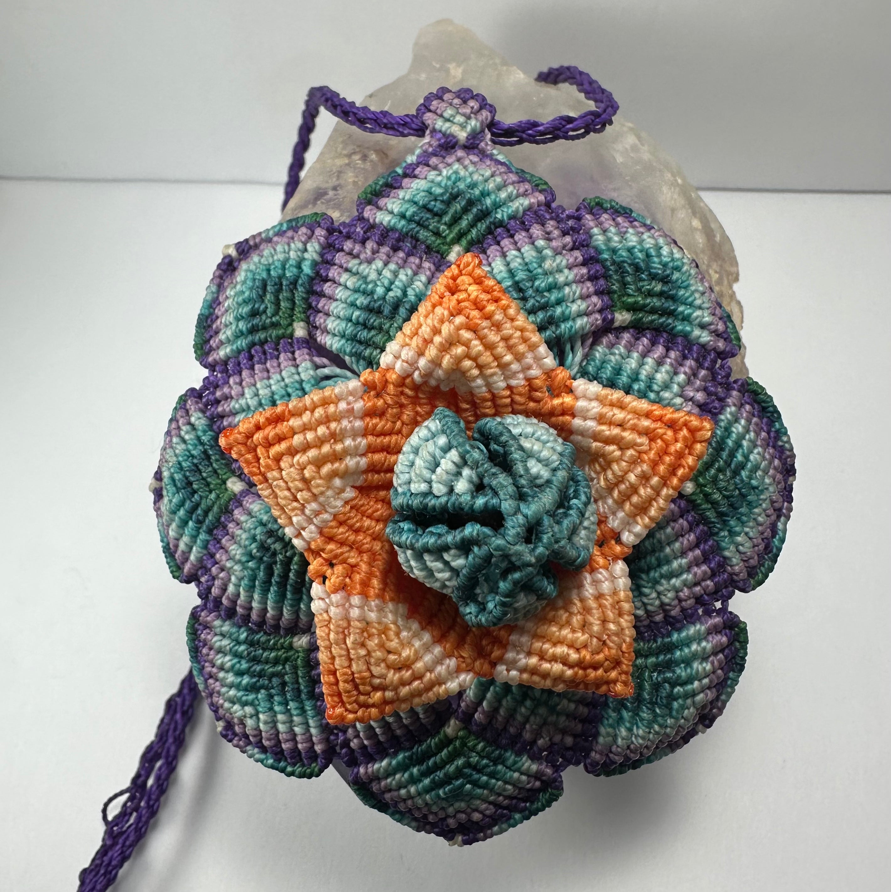 Hand-woven Flower Necklace with Hematite end | Jewelry | Wiccan Center