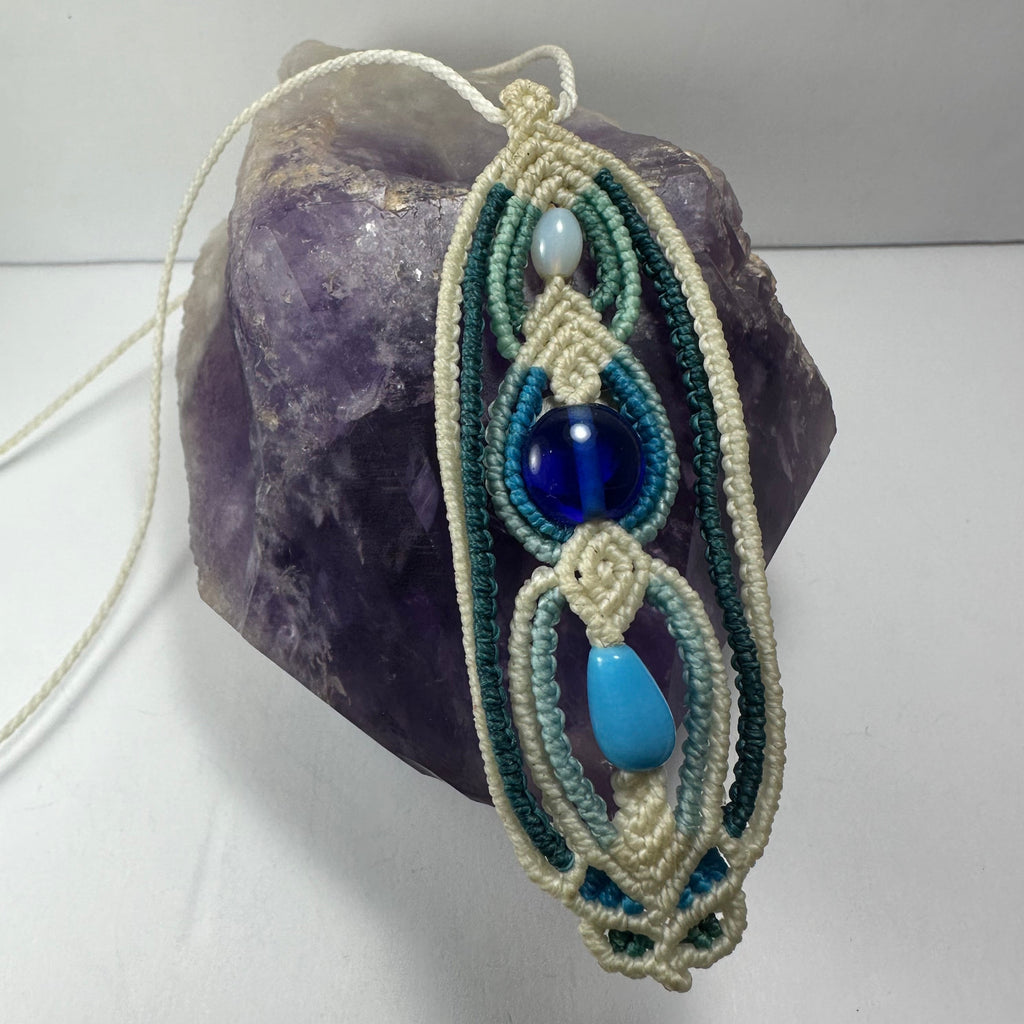 Hand-woven Macrame Necklace Glass Beads | Jewelry | Wiccan Center