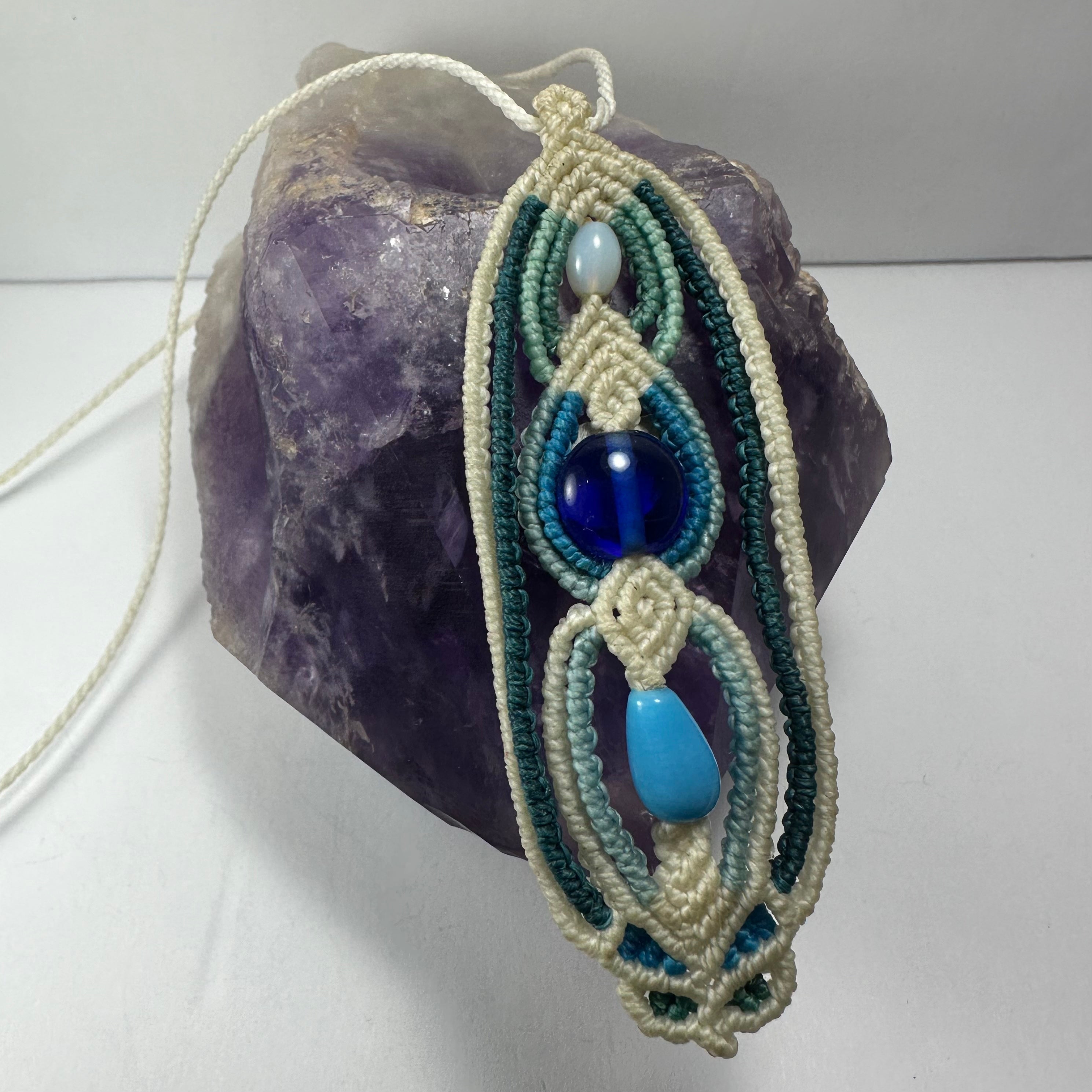 Hand-woven Macrame Necklace Glass Beads | Jewelry | Wiccan Center