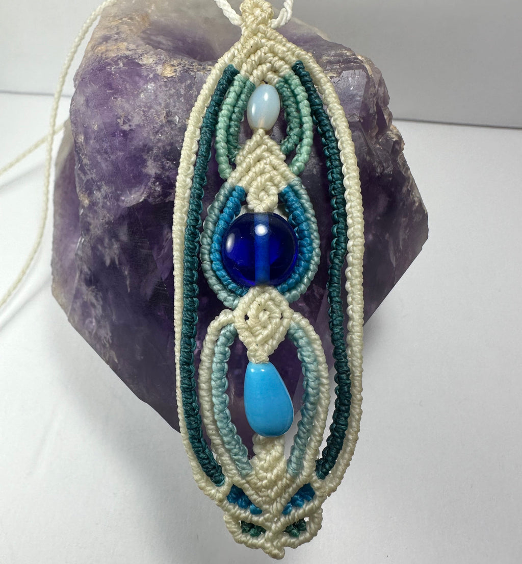Hand-woven Macrame Necklace Glass Beads | Jewelry | Wiccan Center