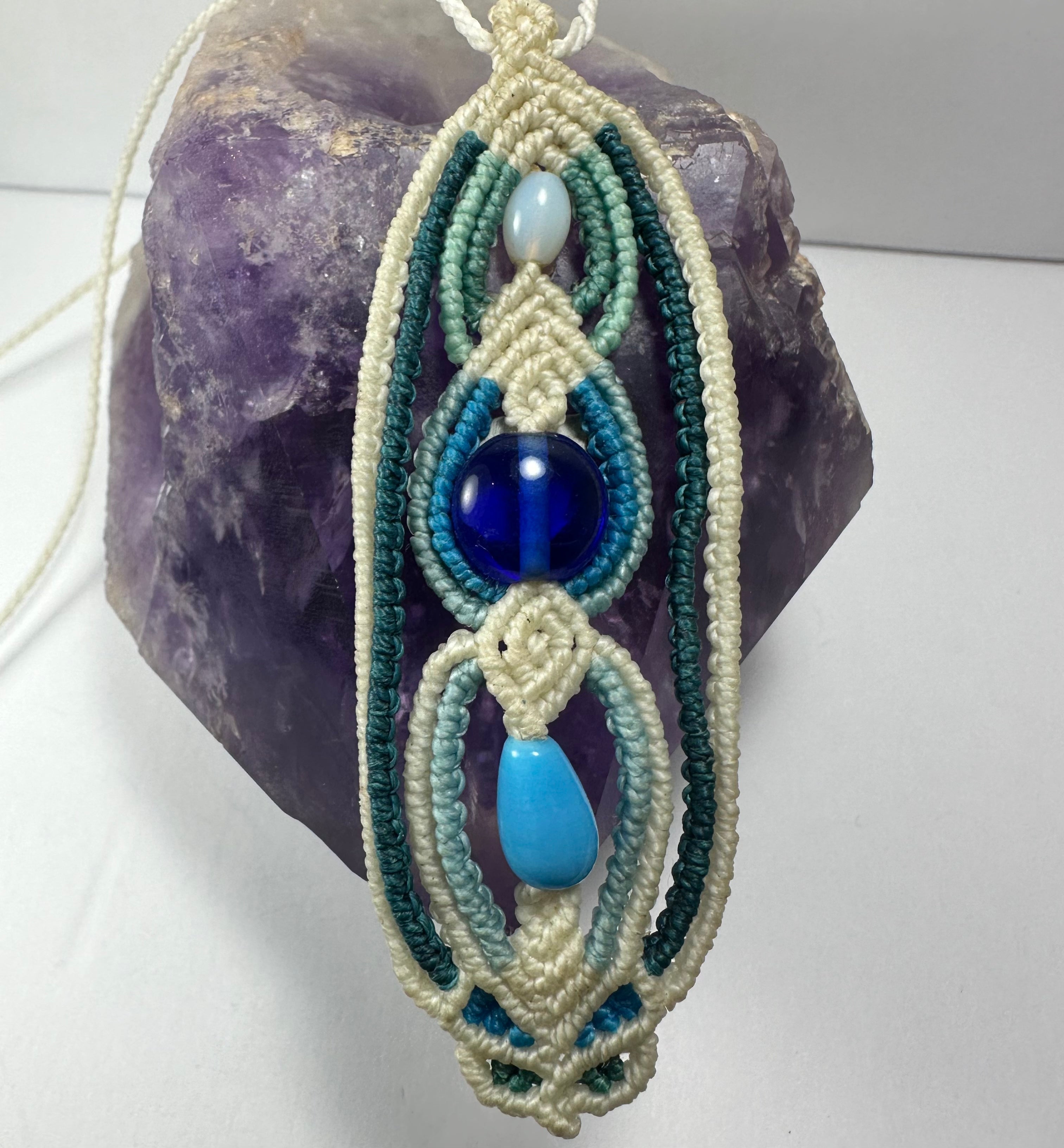 Hand-woven Macrame Necklace Glass Beads | Jewelry | Wiccan Center