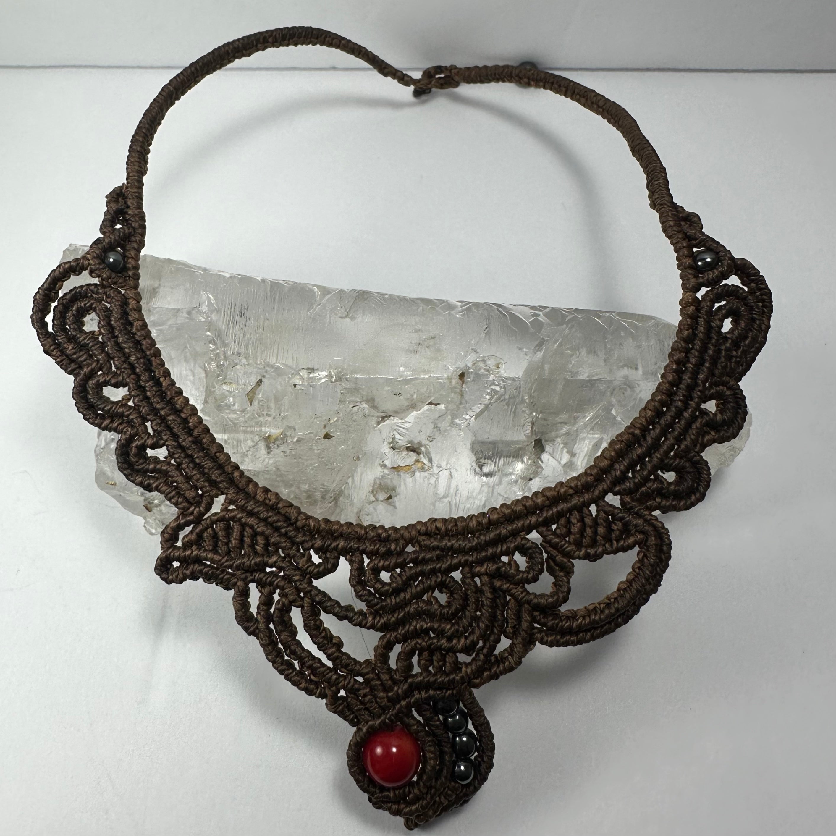 Handmade Macrame Choker with Coral Bead | Jewelry | Wiccan Center
