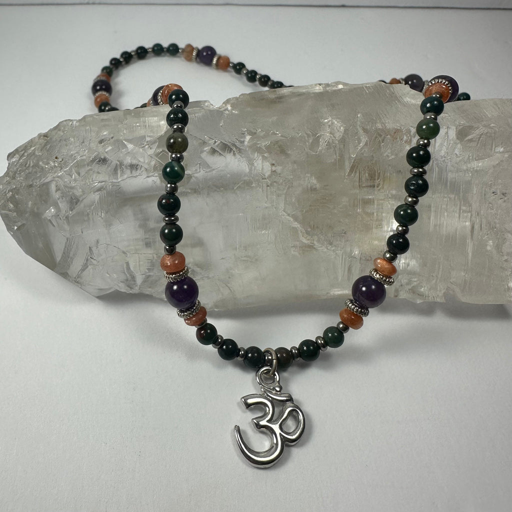 Handmade Bead Necklace with Silver 'Om' Pendant | Jewelry | Wiccan Center