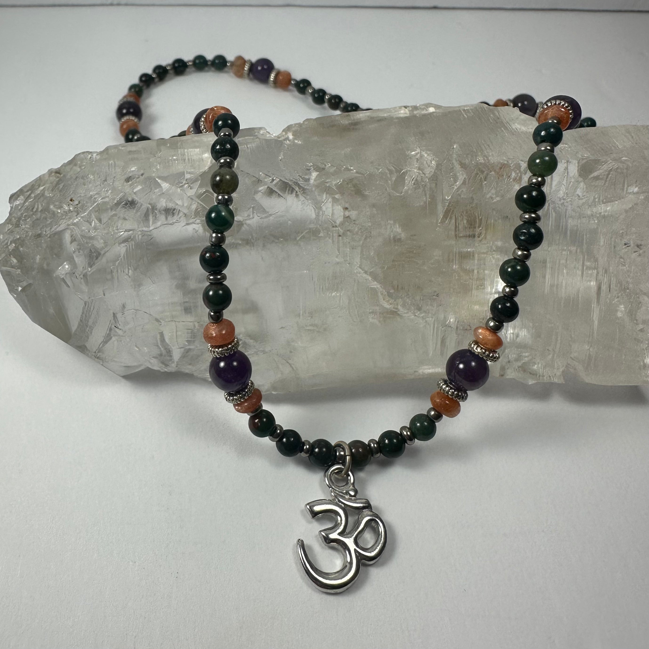 Handmade Bead Necklace with Silver 'Om' Pendant | Jewelry | Wiccan Center