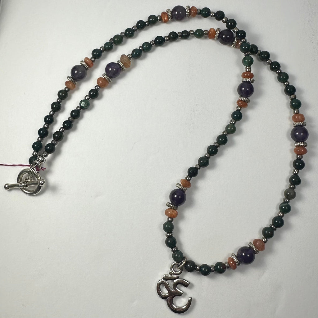 Handmade Bead Necklace with Silver 'Om' Pendant | Jewelry | Wiccan Center