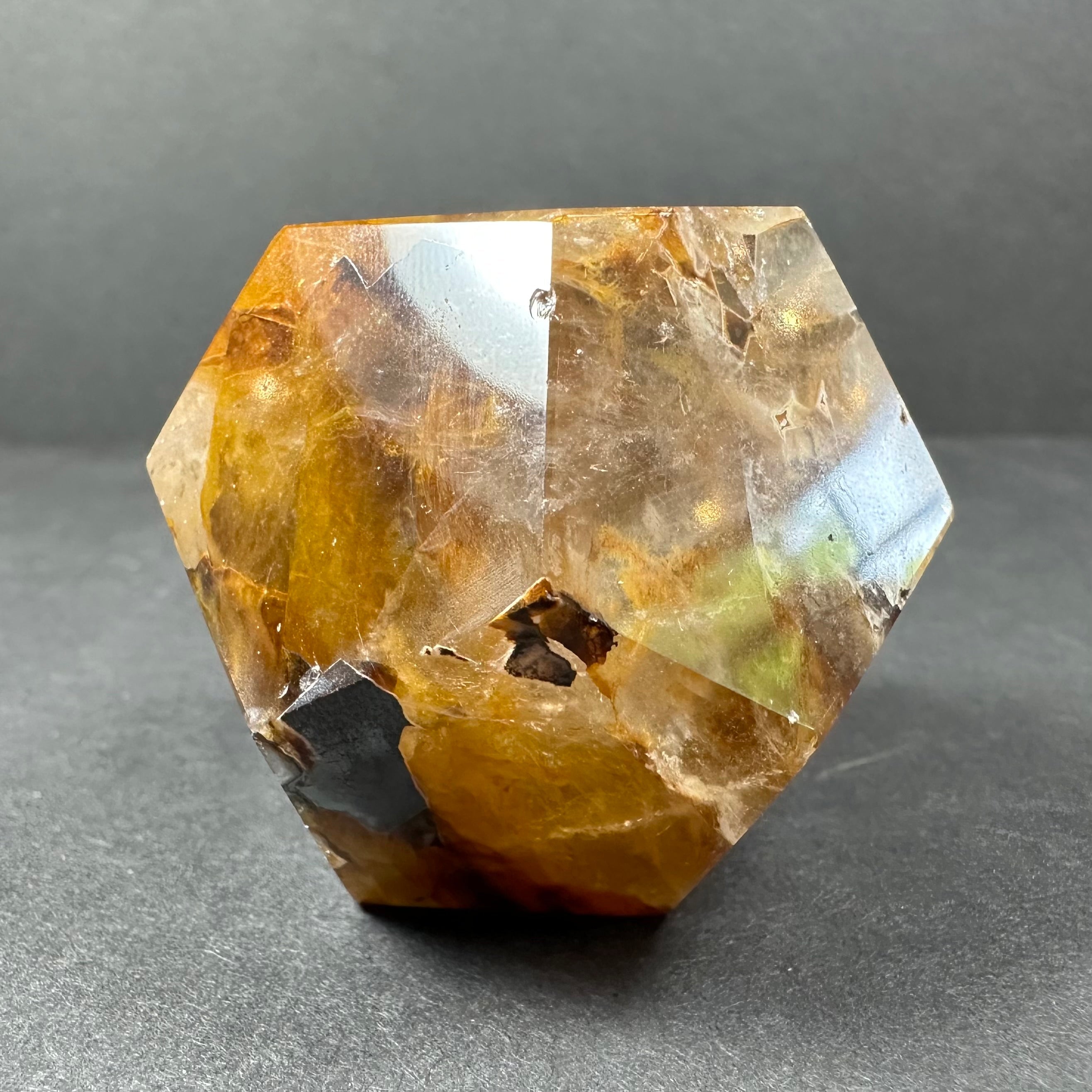 Yellow Hematoid Quartz Dodecahedron Carving from Brazil | Lapidary | Wiccan Center