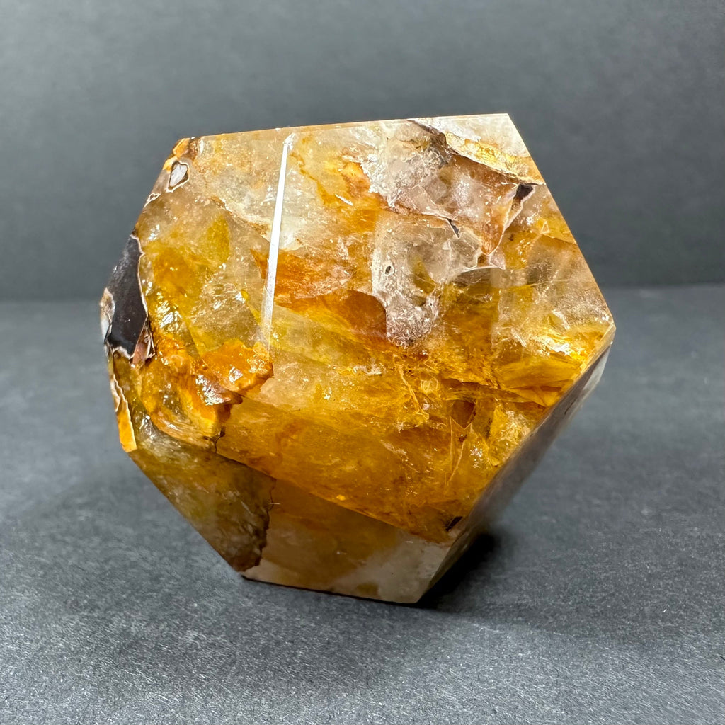 Yellow Hematoid Quartz Dodecahedron Carving from Brazil | Lapidary | Wiccan Center