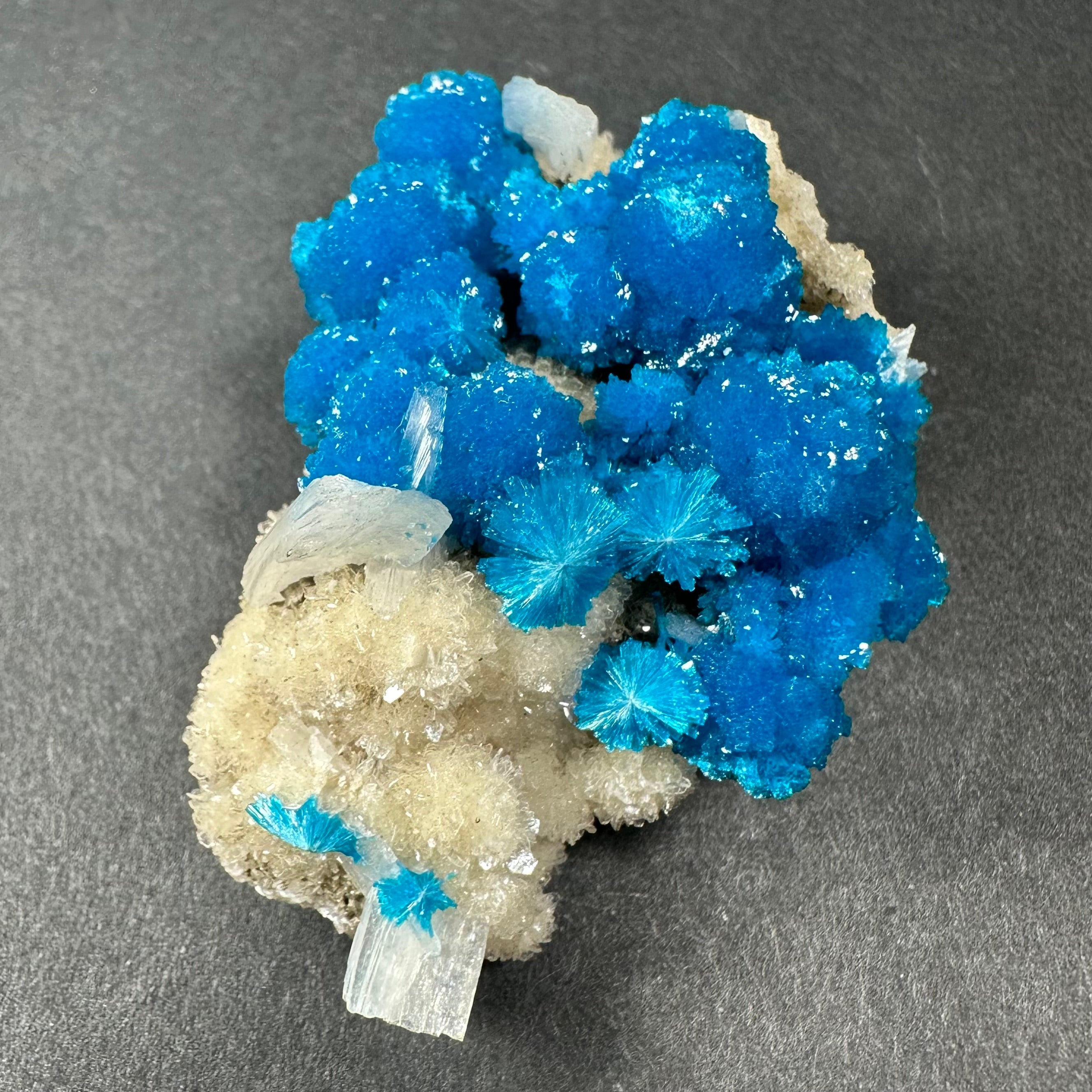Cavansite with White Stilbite on Matrix from Maharashtra, Pune, India | Minerals | Wiccan Center