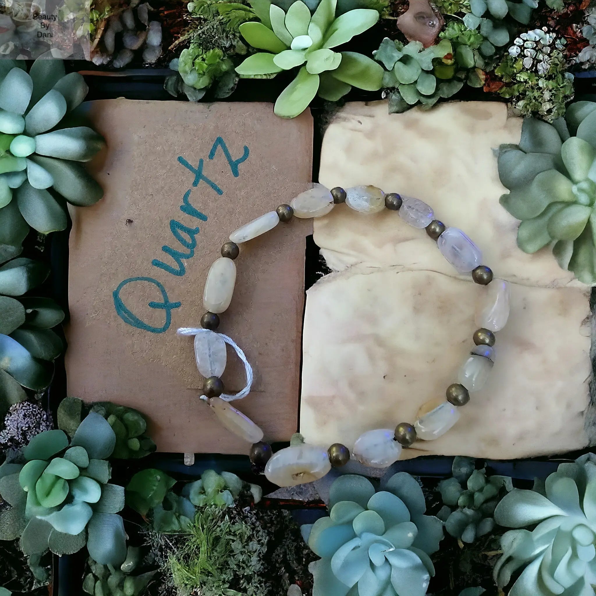 Clear Quartz Healing Bracelet with Stainless Steel Accents