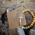 Quartz Bracelet with Rhinestone Ankh