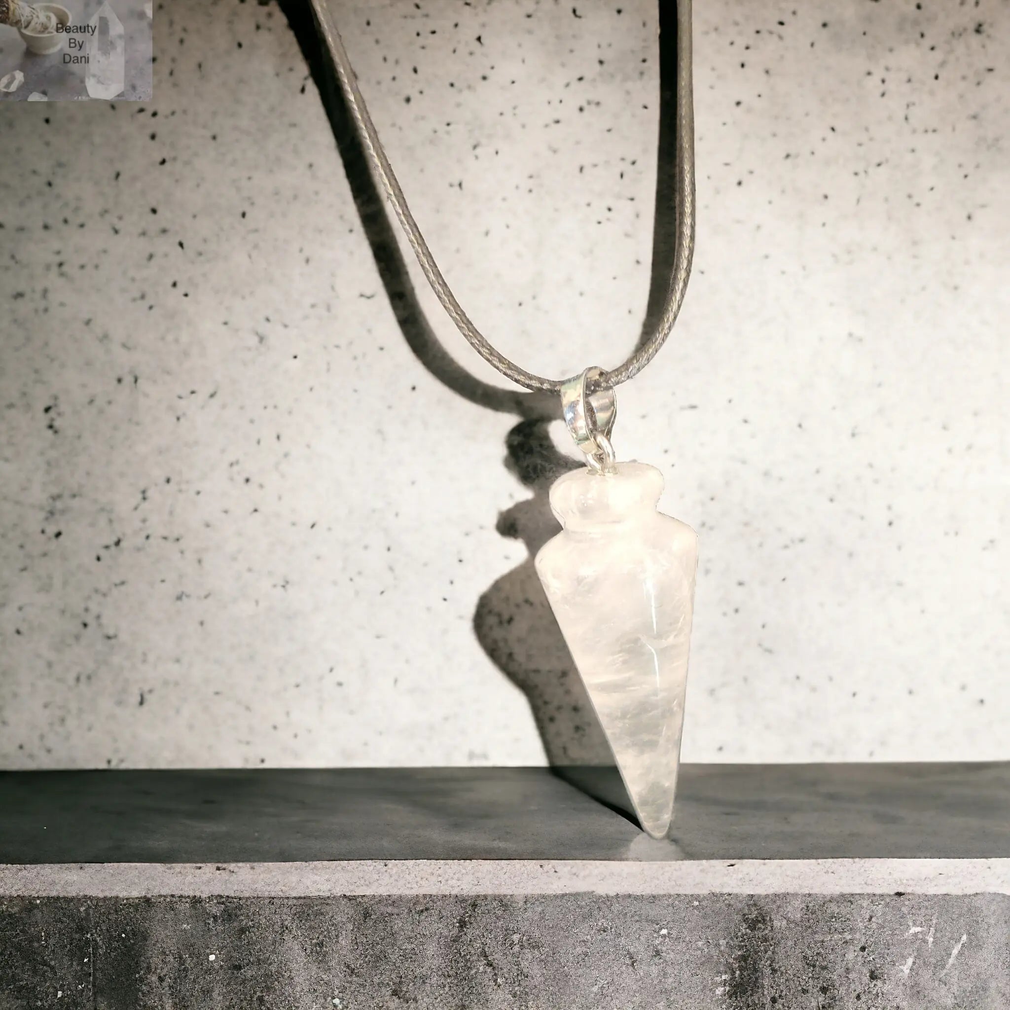 Clear Quartz Healing Necklace on Leather Cord
