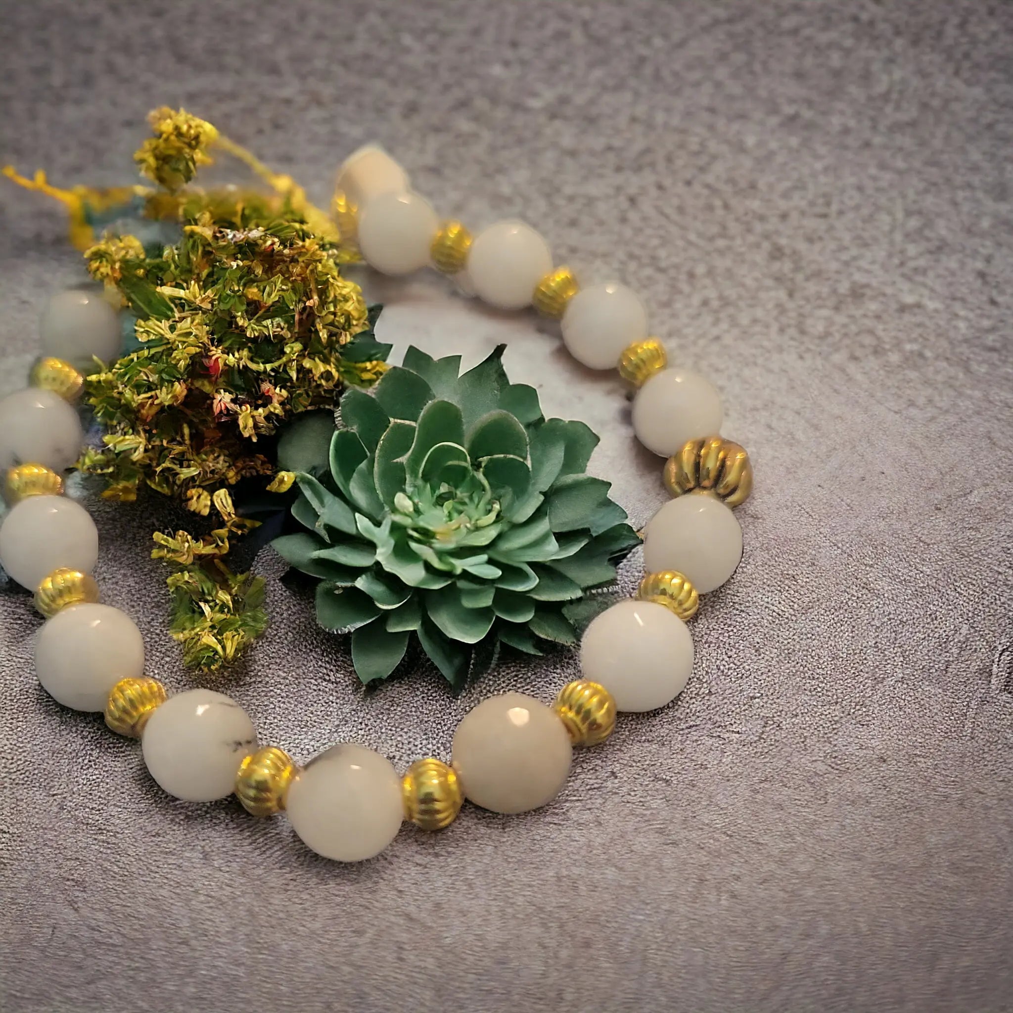 Clear Quartz Healing Bracelet with Stainless Steel Accents