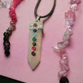 Rose Quartz Chakra Necklace with Leather Cord