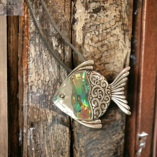 Abalone Fish Necklace with Leather Cord | Necklace | Wiccan Center