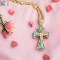 Stainless Steel Abalone Cross Necklace
