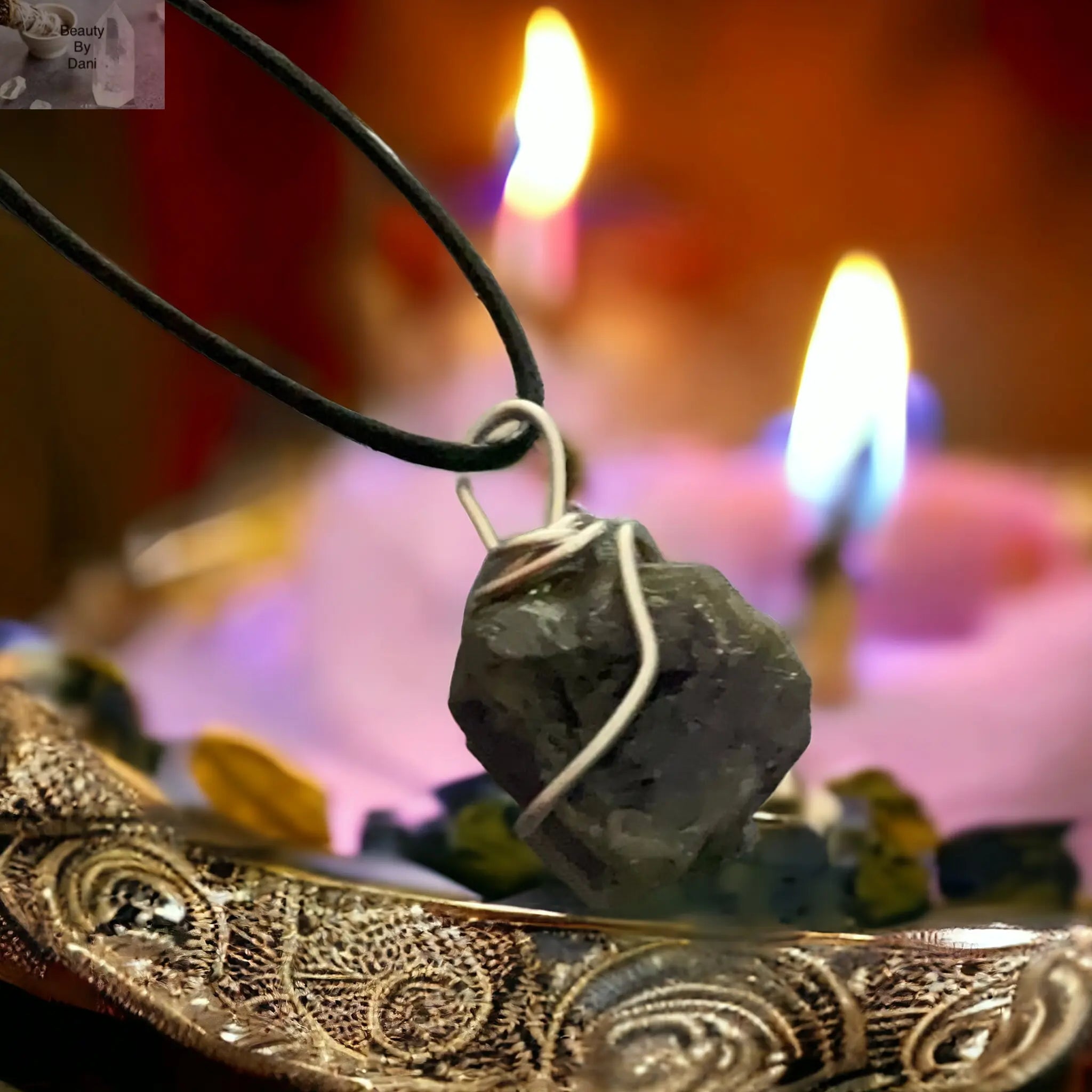 Amethyst Healing Necklace on Leather Cord