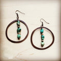 Copper Hoop Earrings in Natural Turquoise and Wood 201q | Earrings | Wiccan Center