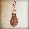 Hair on Hide Leather Key Chain - Tan and Gold 700s | Key Chain | Wiccan Center