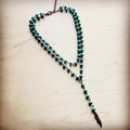 Double Strand Lariat Blue Turquoise Necklace w/ Copper Feather 251e | Necklace | Wiccan Center