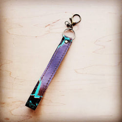 **Embossed Leather Key Chain Strap Turquoise Steer 701b | Key Chain | Wiccan Center