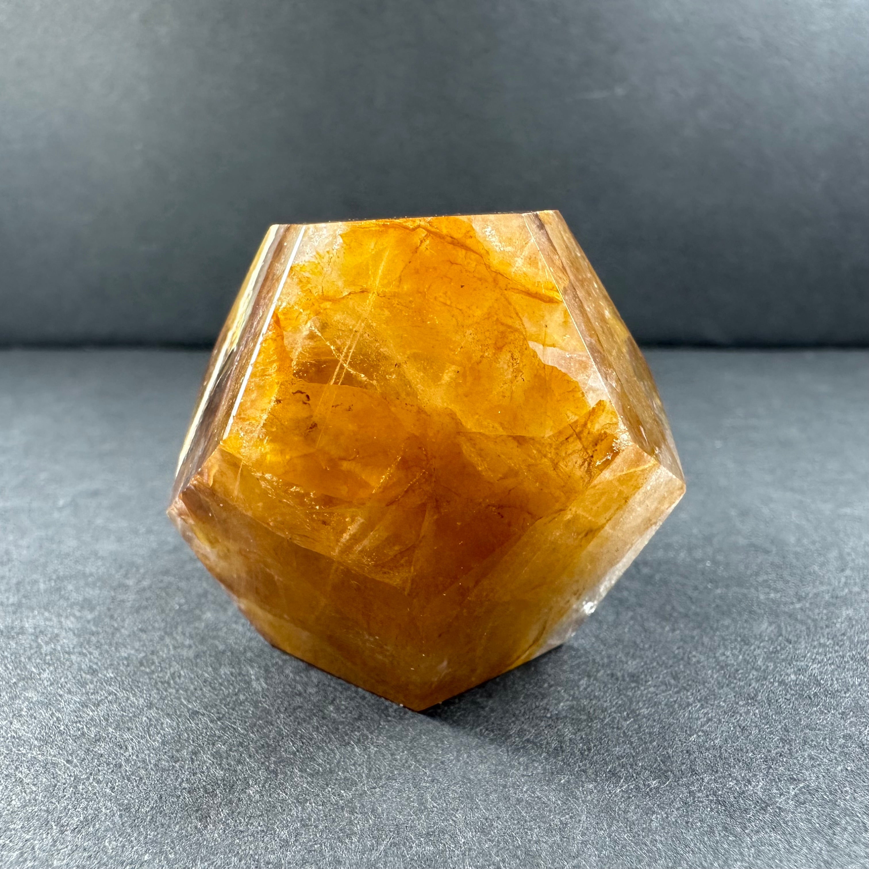 Yellow Hematoid Quartz Dodecahedron Carving from Brazil | Lapidary | Wiccan Center