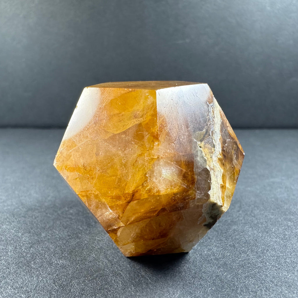 Yellow Hematoid Quartz Dodecahedron Carving from Brazil | Lapidary | Wiccan Center