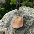 Rose Quartz Pendant Necklace with Stainless Steel Wrap