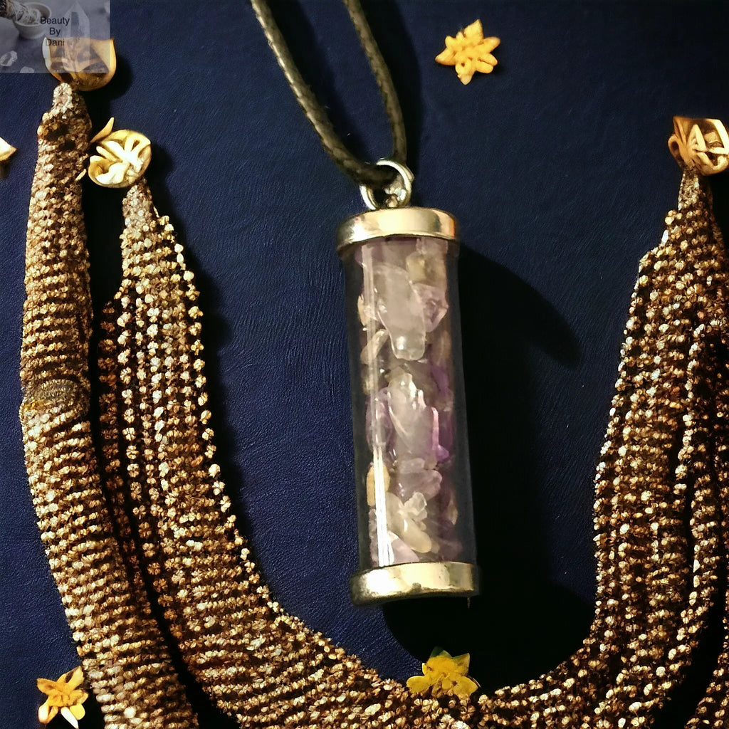 Amethyst Crystal Necklace with Leather Cord