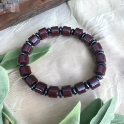 Hematite Bracelet with Brown Spacers | Bracelet | Wiccan Center