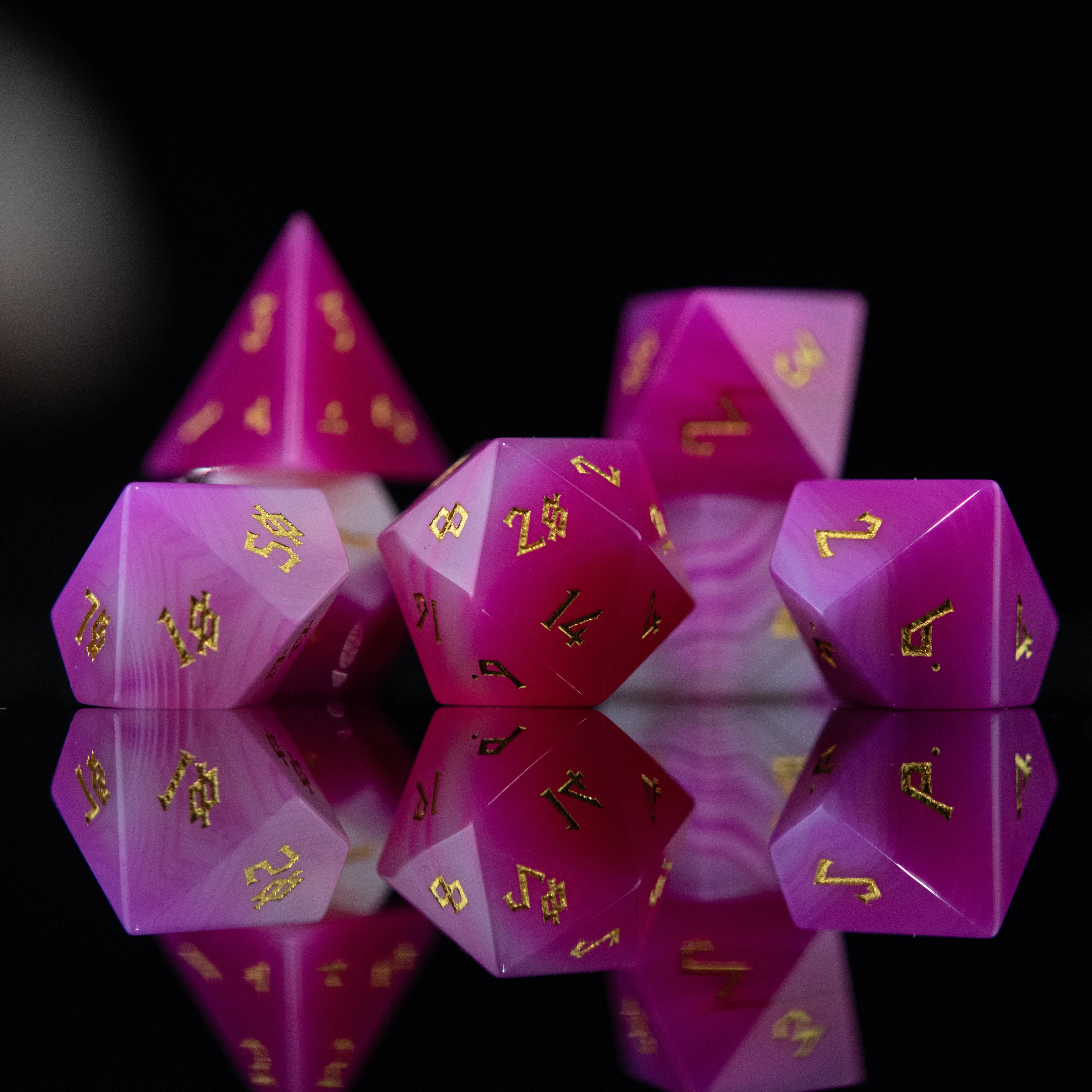 Pink Agate Stone Dice Set | Stone/Glass | Wiccan Center