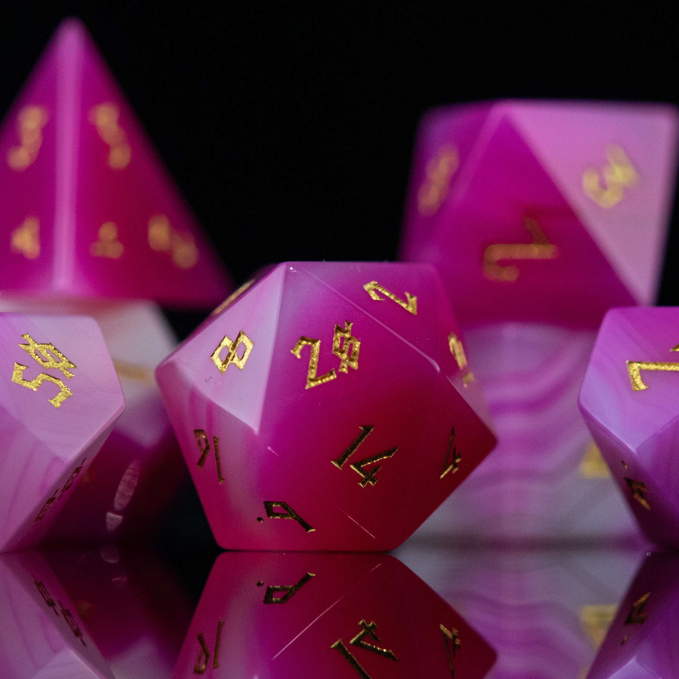 Pink Agate Stone Dice Set | Stone/Glass | Wiccan Center