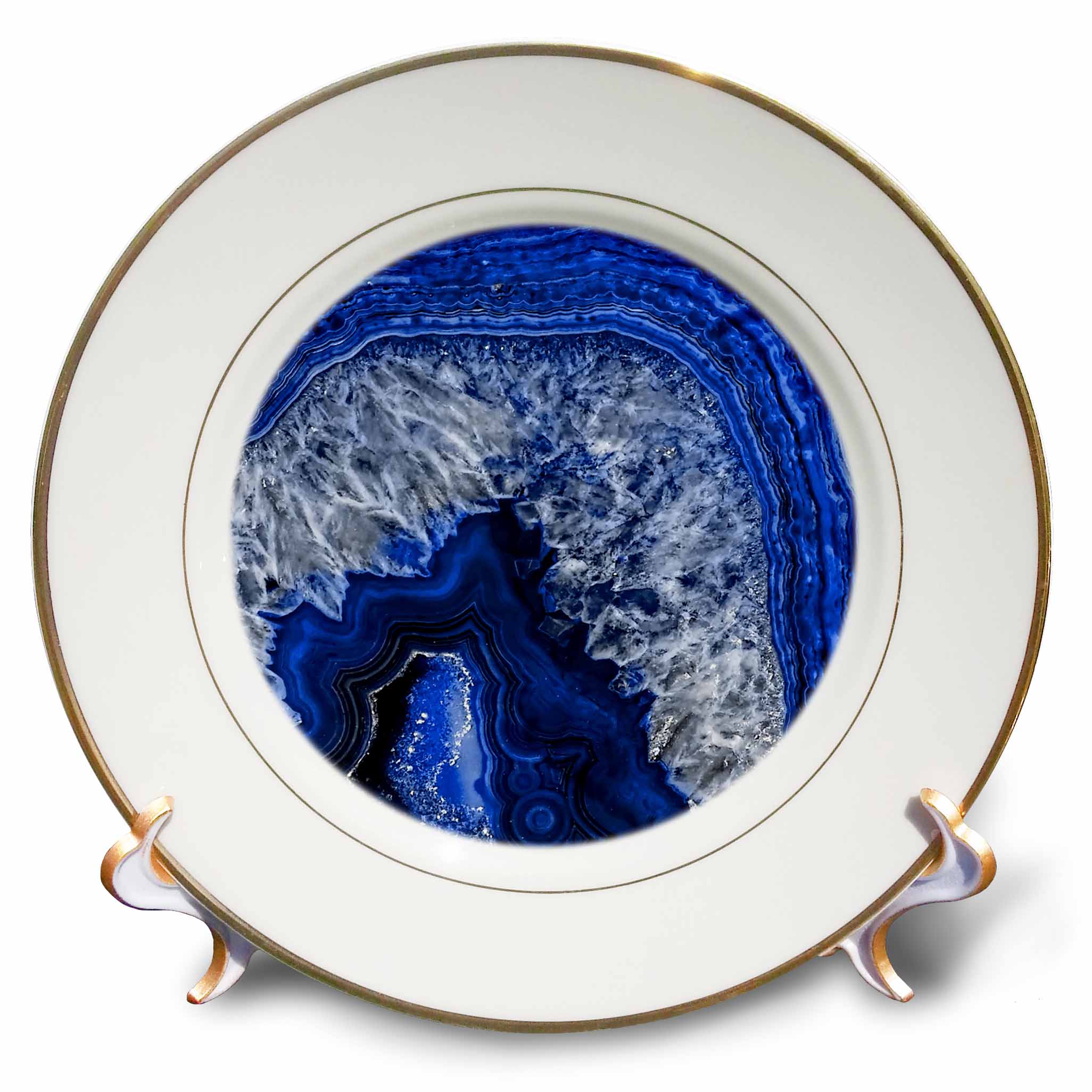 3dRose Uta Naumann Pattern - Image of Luxury Blue Indigo Marble Agate Gem Mineral Stone - Plates