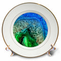3dRose Uta Naumann Pattern - Image of Luxury Indigo and Green Marble Agate Gem Mineral Stone - Plates