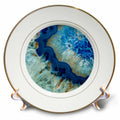 3dRose Uta Naumann Faux Glitter Pattern - Art Print of Luxury Fashion Blue Marble Agate Gem Mineral Quartz - Plates