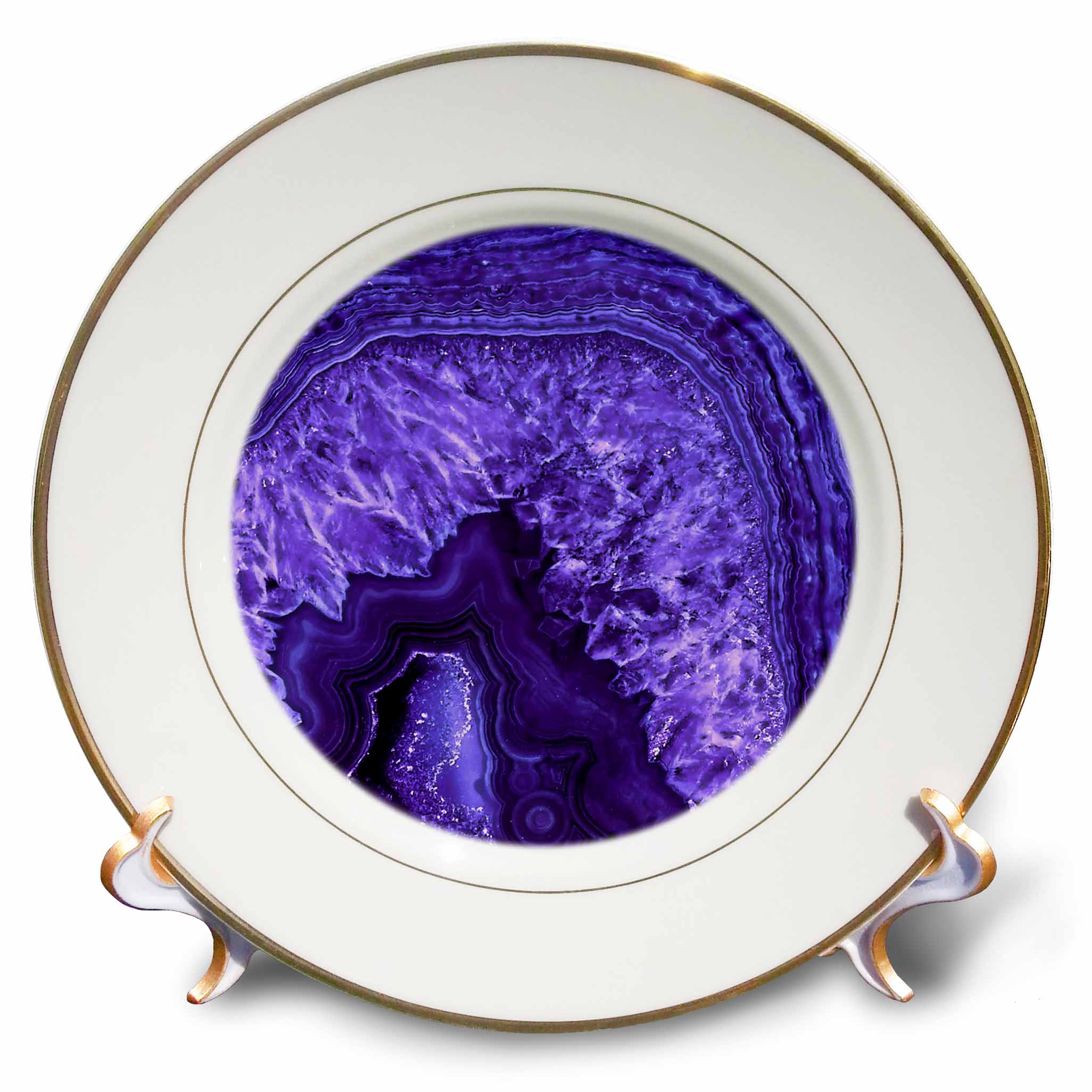 3dRose Uta Naumann Faux Glitter Pattern - Image of Purple Ultra Violet Marble Agate Gem Malachite Quartz - Plates