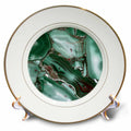 3dRose Uta Naumann Faux Glitter Pattern - Art print of Luxury Green Marble Agate Gem Mineral Malachite Quartz - Plates