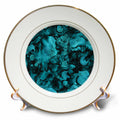 3dRose Uta Naumann Faux Glitter Pattern - Image of Light Blue and Gold Marble Agate Gem Mineral Malachite Quartz - Plates