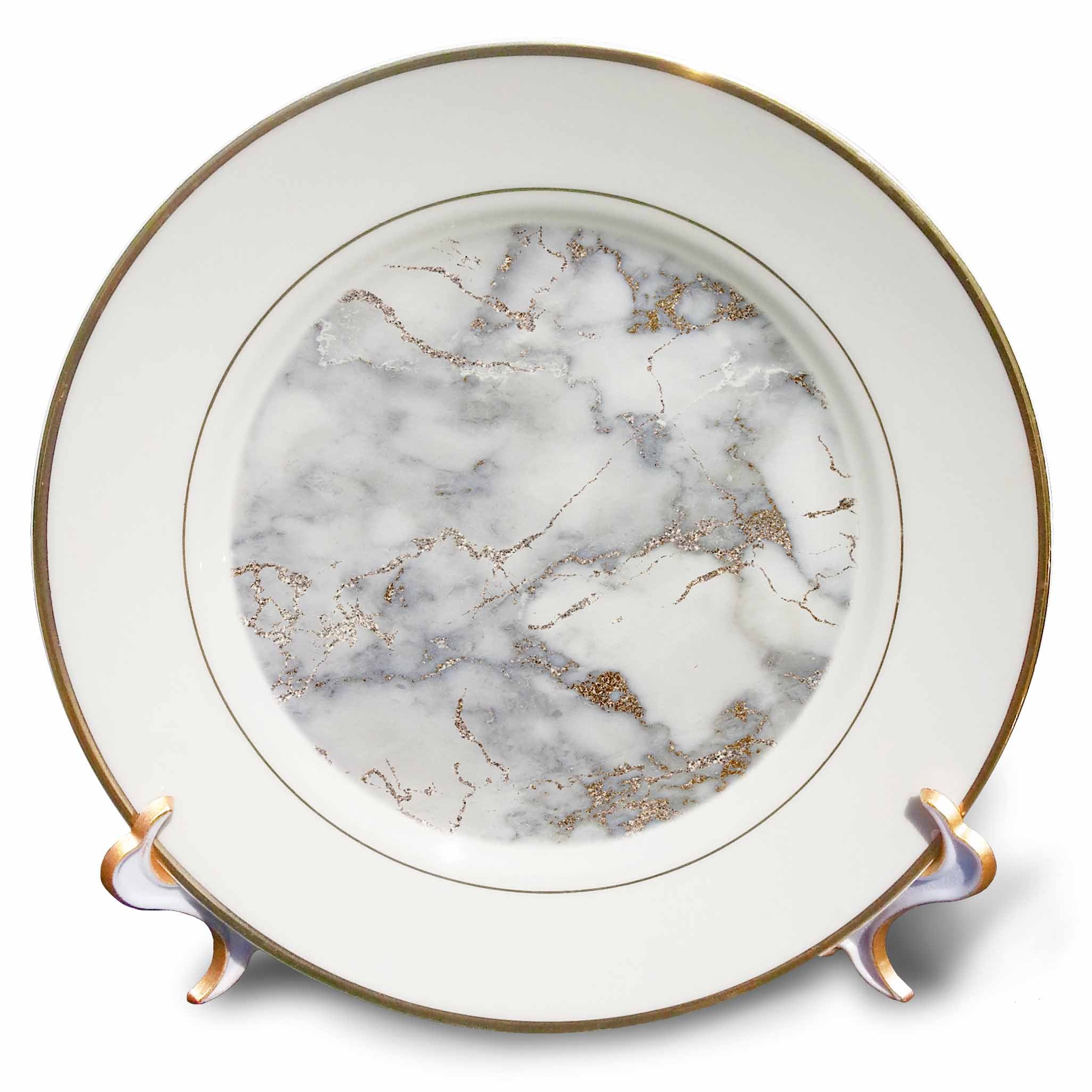 3dRose Uta Naumann Faux Glitter Pattern - Image of Luxury Shiny Trendy Rose Gold Glitter Marble Agate Quartz - Plates