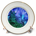 3dRose Uta Naumann Faux Glitter Pattern - Image of Trendy Indigo Blue and Green Glitter Ink Metal Marble Agate - Plates