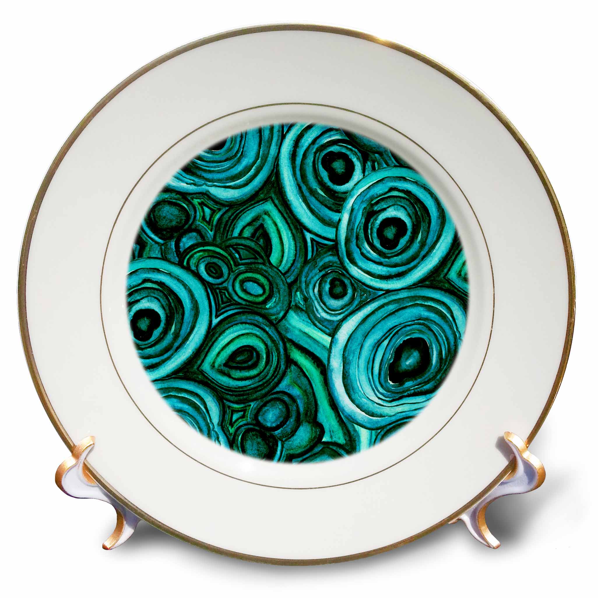 3dRose Uta Naumann Faux Glitter Pattern - Image of Trendy Green Malachite Agate Gemstone Pattern - Plates