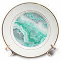 3dRose Uta Naumann Faux Glitter Pattern - Image of Trendy Luxury Aqua Mint Quartz and Gray Gemstone Agate Geode - Plates