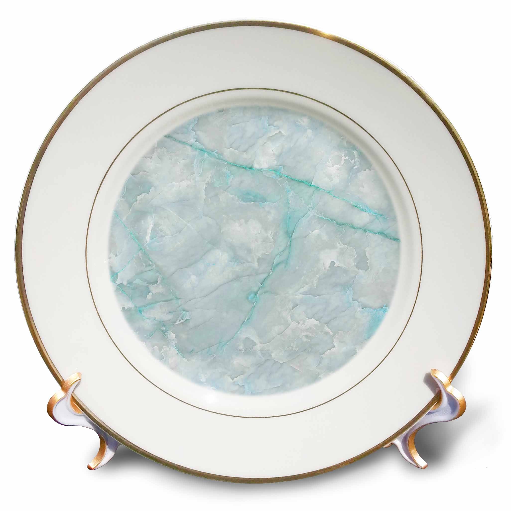 3dRose Uta Naumann Faux Glitter Pattern - Image of Trendy Luxury Aqua Teal Quartz and Gray Gemstone Agate Geode - Plates