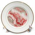 3dRose Uta Naumann Faux Glitter Pattern - Image of Trendy Luxury Orange Red Quartz and Gray Gemstone Agate Geode - Plates