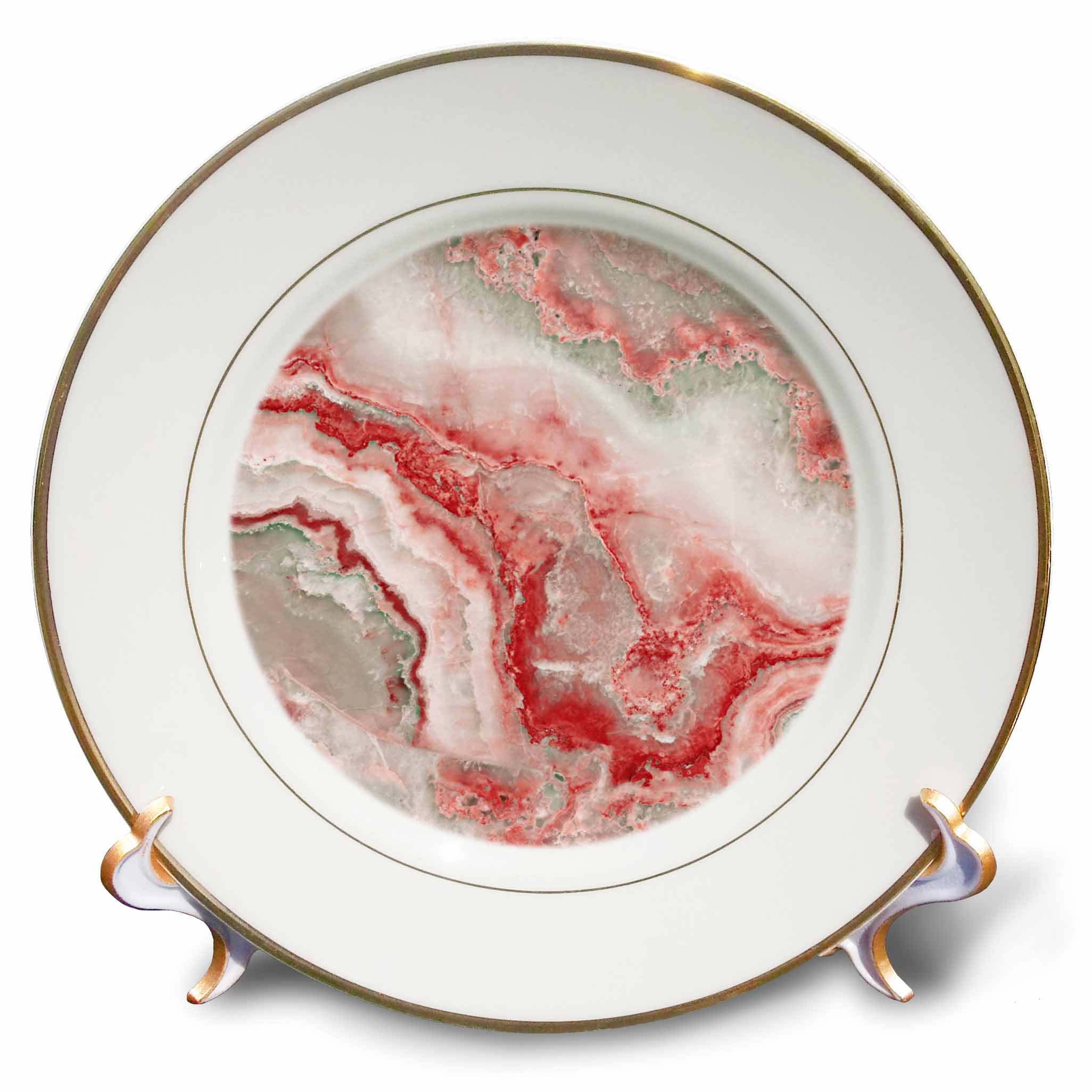 3dRose Uta Naumann Faux Glitter Pattern - Image of Trendy Luxury Orange Red Quartz and Gray Gemstone Agate Geode - Plates