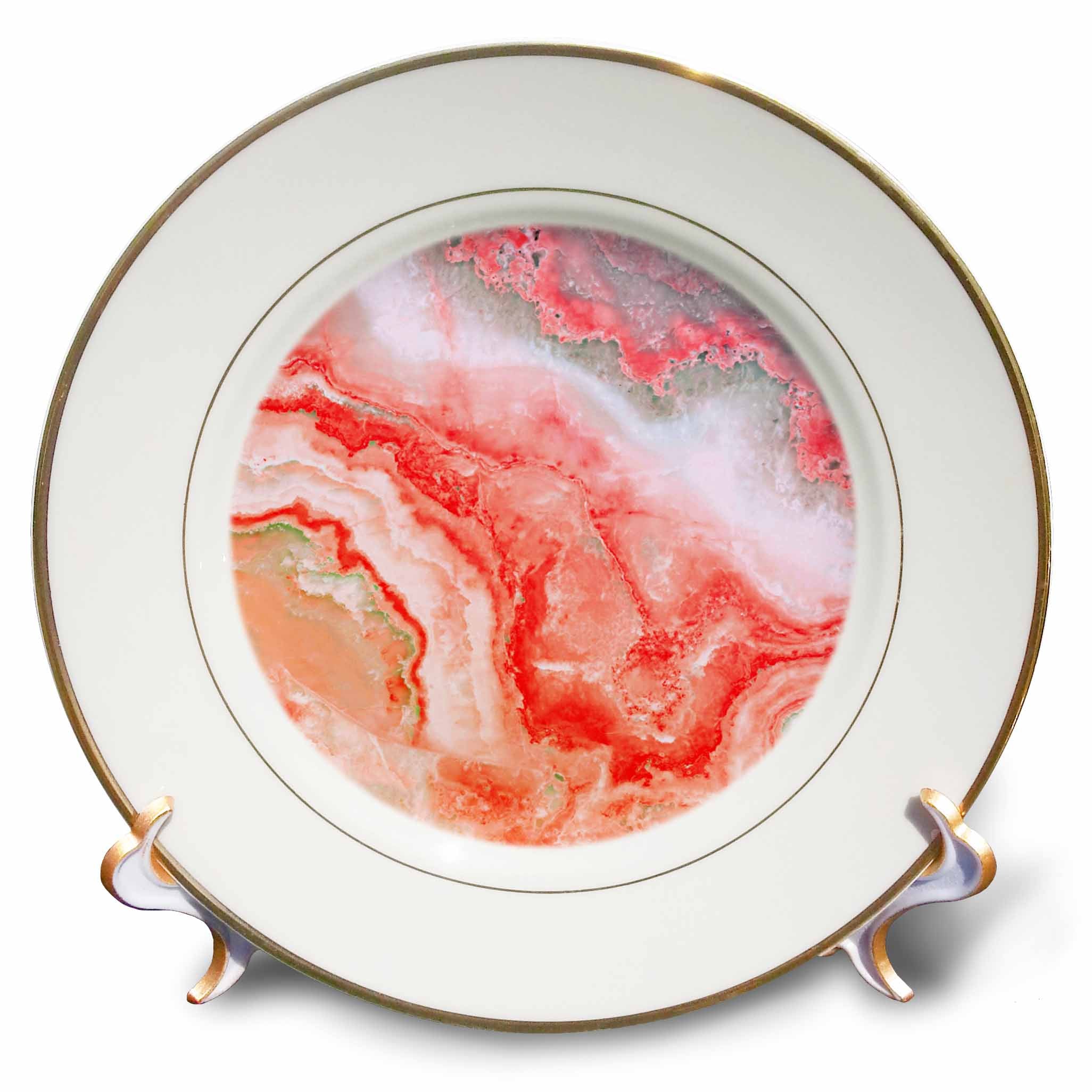 3dRose Uta Naumann Faux Glitter Pattern - Image of Trendy Luxury Pink Rose Gold Quartz Gray Gemstone Agate Geode - Plates