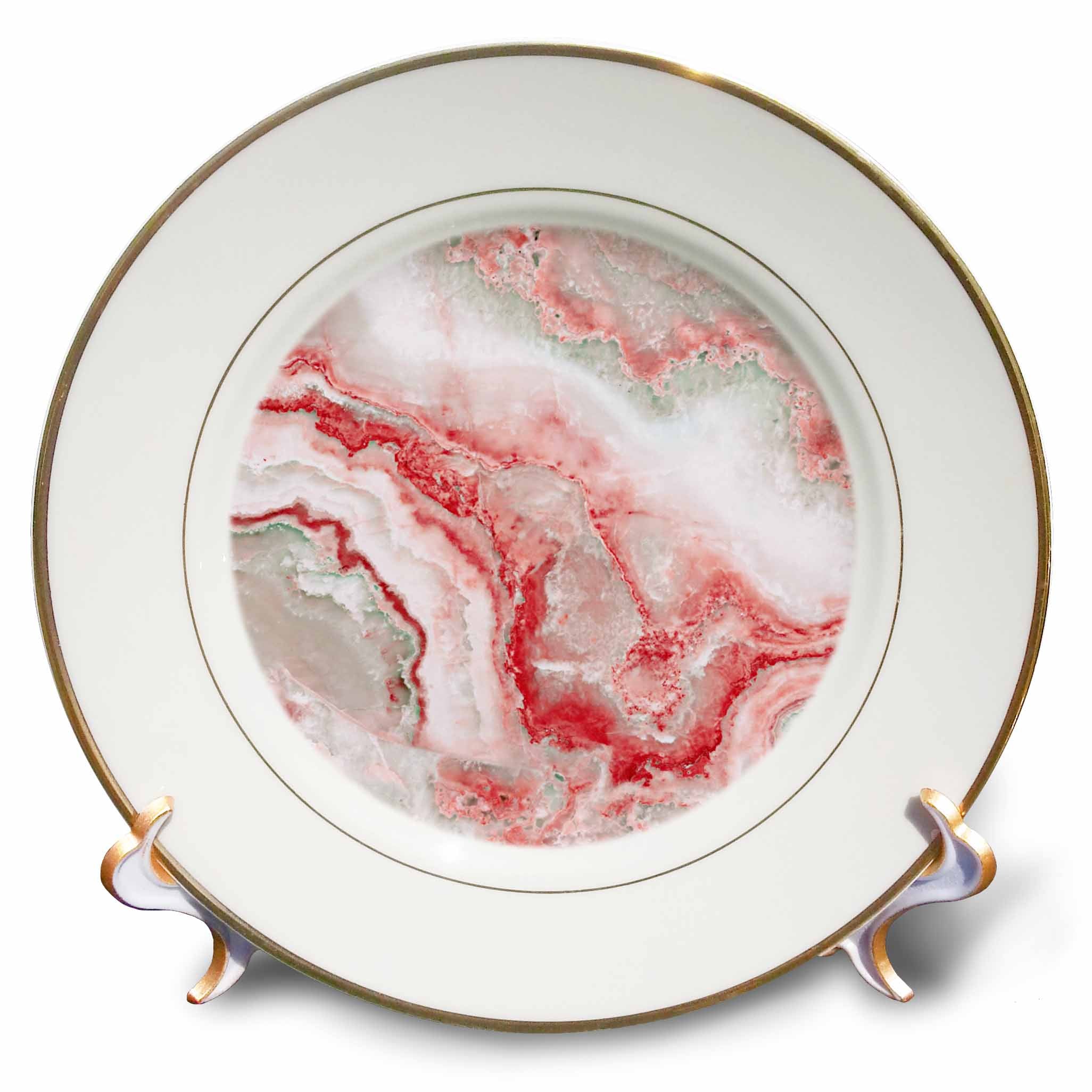 3dRose Uta Naumann Faux Glitter Pattern - Image of Trendy Luxury Orange Rose Gold Quartz Gemstone Agate Geode - Plates