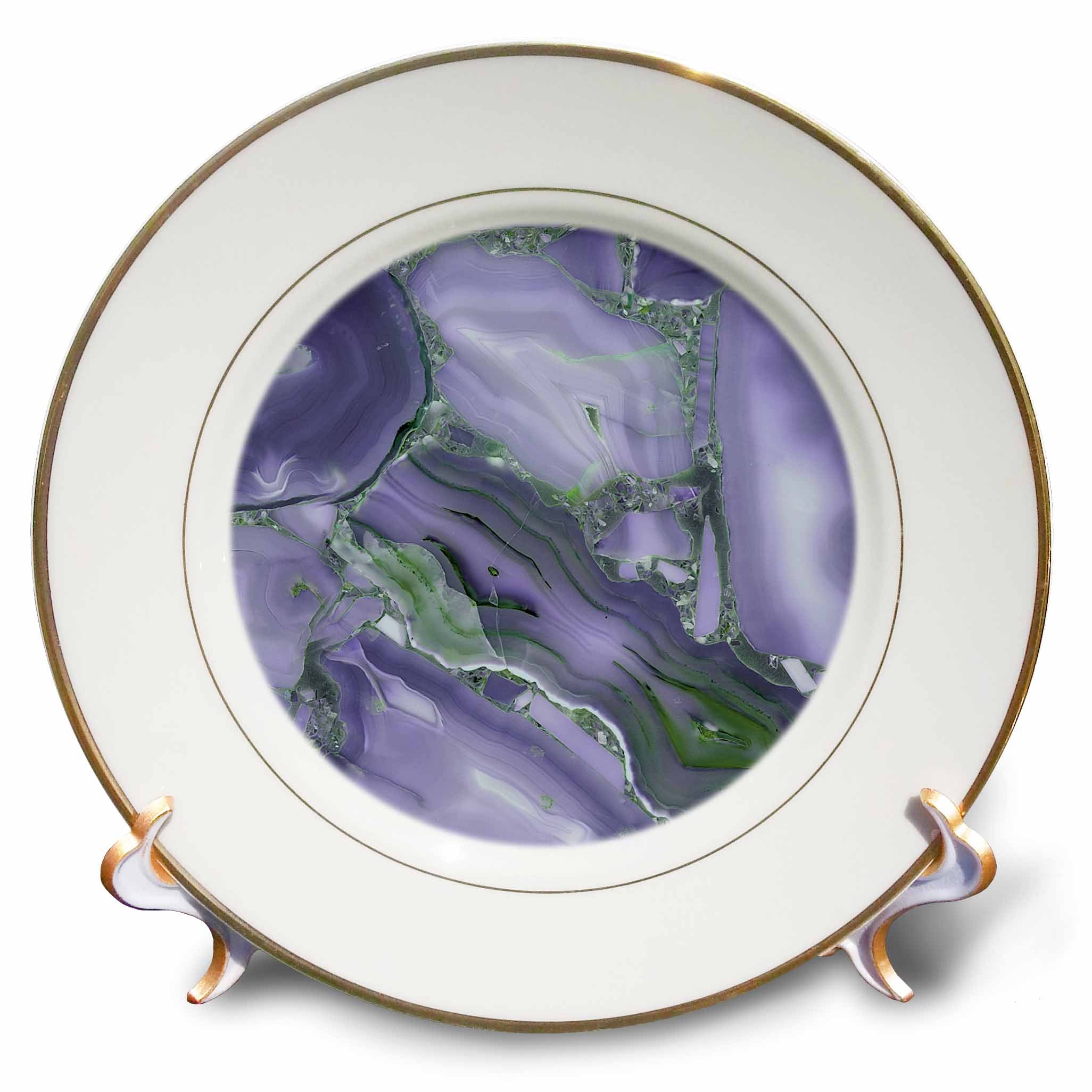 3dRose Uta Naumann Faux Glitter Pattern - Image of Trendy Luxury Dark Purple Violet Quartz Malachite Agate Geode - Plates