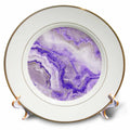 3dRose Uta Naumann Faux Glitter Pattern - Image of Chic Trendy Purple Violet Marble Agate Gemstone Rock Quartz - Plates