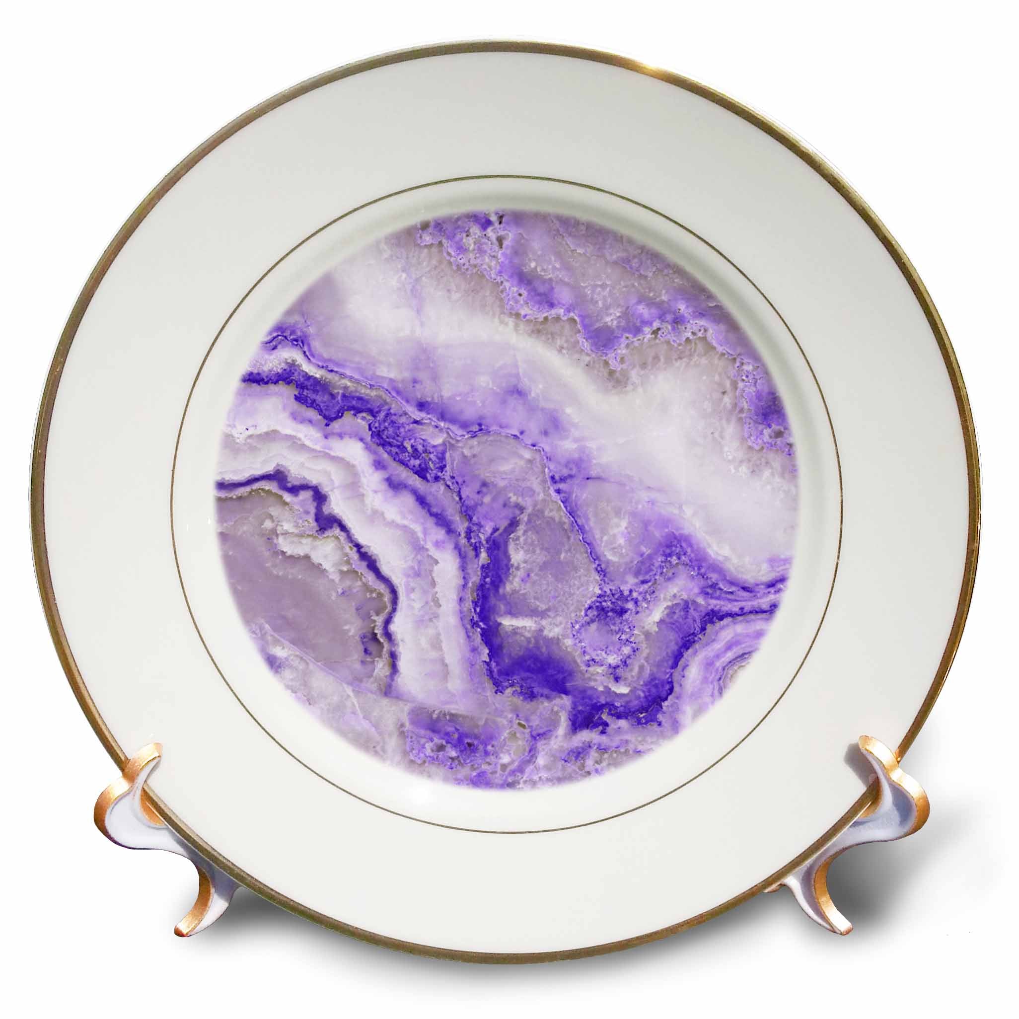 3dRose Uta Naumann Faux Glitter Pattern - Image of Chic Trendy Purple Violet Marble Agate Gemstone Rock Quartz - Plates